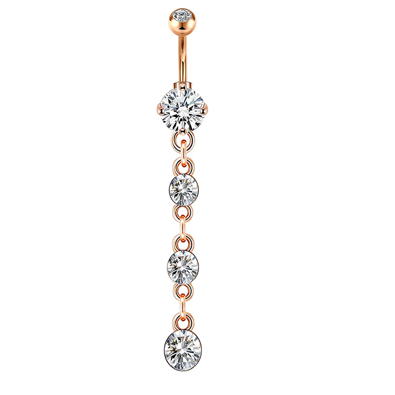 Elegant Floral Zircon Navel Ring Stainless Steel Belly Button Piercing Jewelry - Image 5