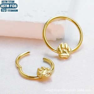 Hinge Nose Ring Bear Claw Seamless Open Ring Titanium Alloy Nose Jewelry F136