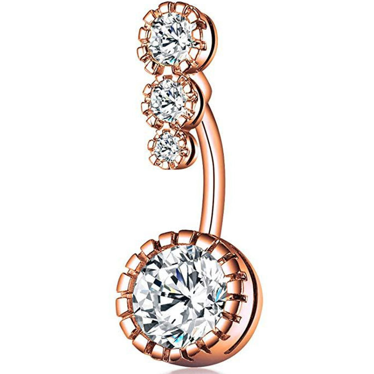 New Heart Belly Button Ring Copper Inlaid Zircon Stainless Steel Nail Spot Body Jewelry - Image 4