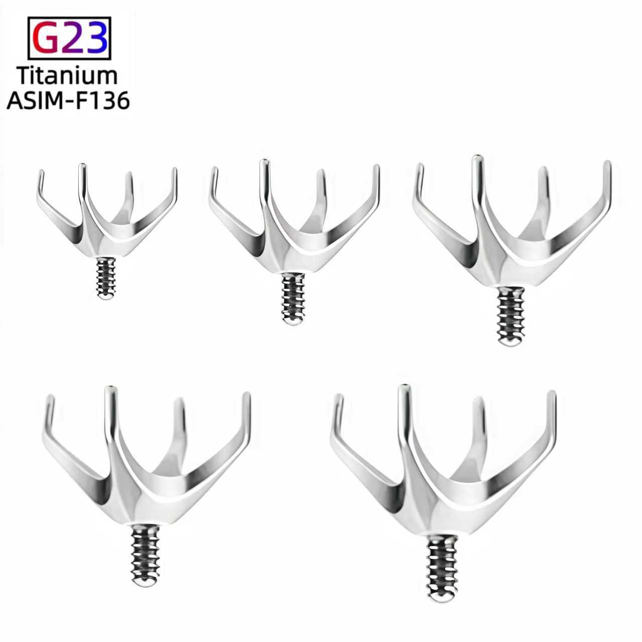 F136 Titanium Alloy Four-Claw Earrings 0.6/0.9mm Threaded Bowl Holder Tip Holder Lip Nail Rod Tongue Nail Claw Jewelry - Image 2