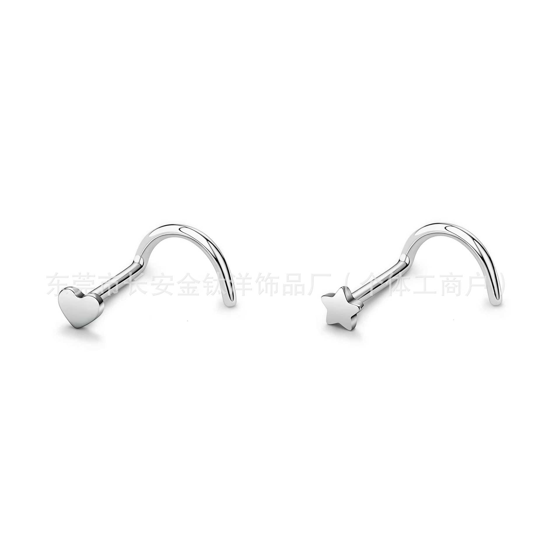 F136 Titanium Heart Five-Pointed Star Moon Cross Pin 5-Shaped Nose Nail Lip Nail G23 Titanium Alloy Piercing Jewelry - Image 2