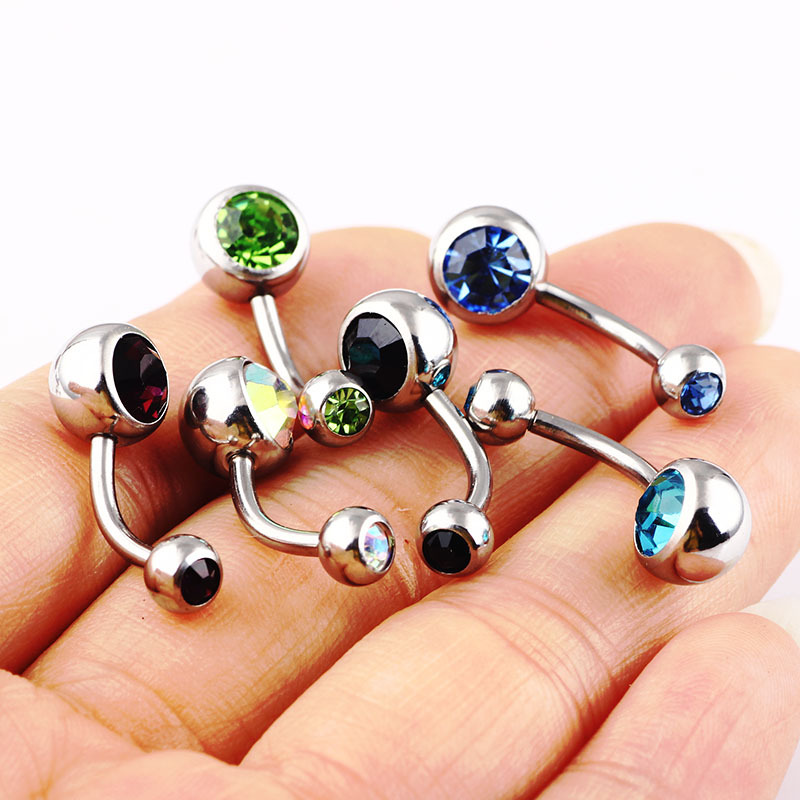 Gold Diamond Belly Button Ring Stainless Steel Navel Jewelry Dangle Stud Ear Bone Earrings Wholesale - Image 5
