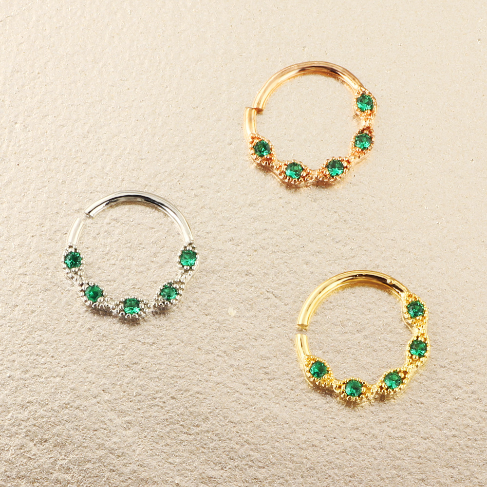 2021 Summer New Release 20G Zircon Rose Gold Nose Ring Fake Nose Piercing Leaf Tulip Daith Earring - Image 3