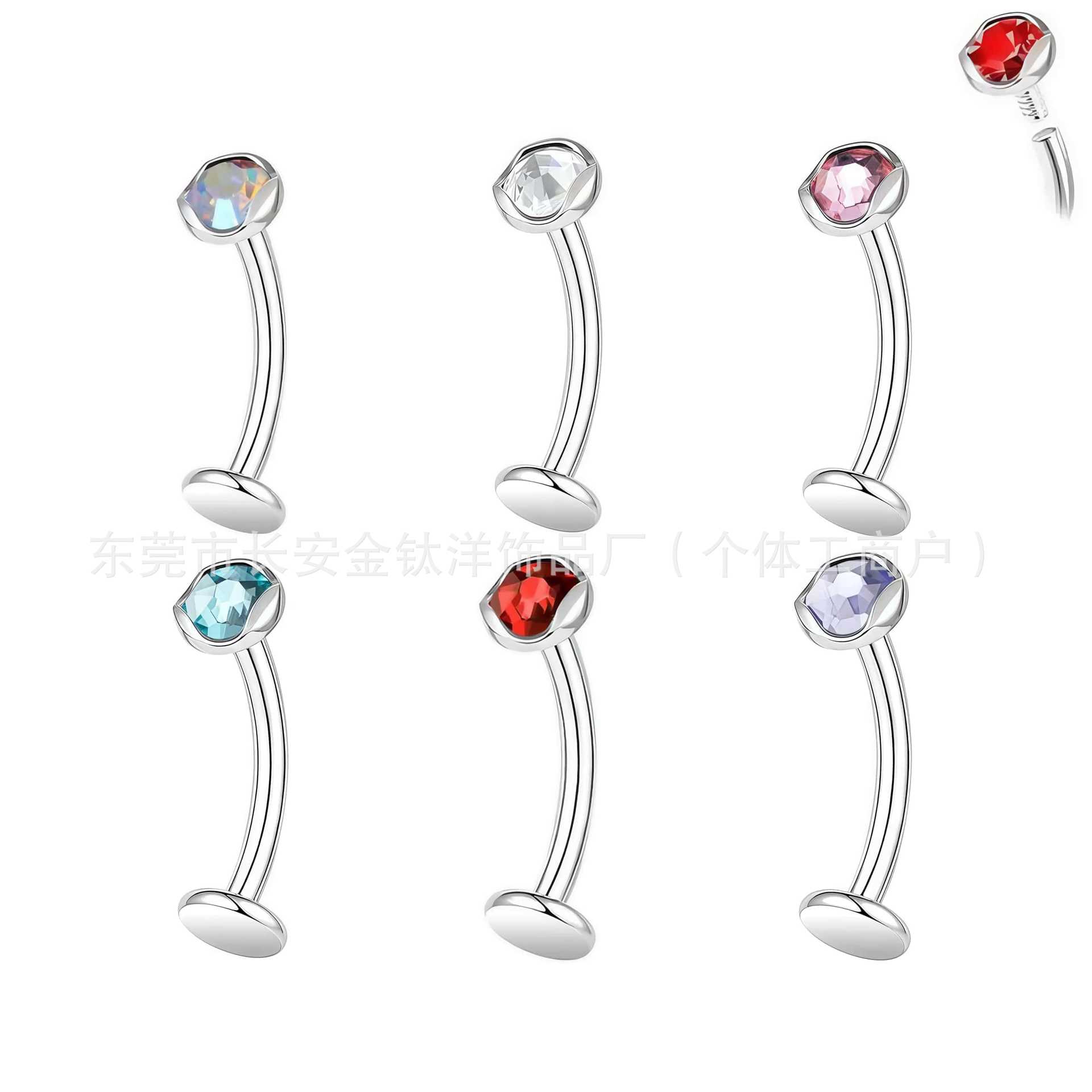 F136 Titanium Wave Bezel Czech Diamond Navel Ring - Dangle Belly Button Ring G23 Titanium Alloy Body Jewelry - Image 5
