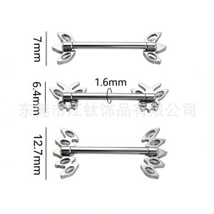 G23 Titanium Nipple Ring with Butterfly and Horse Eye Design, Inlaid Zircon, ASTM F136 Nipple Piercing Jewelry