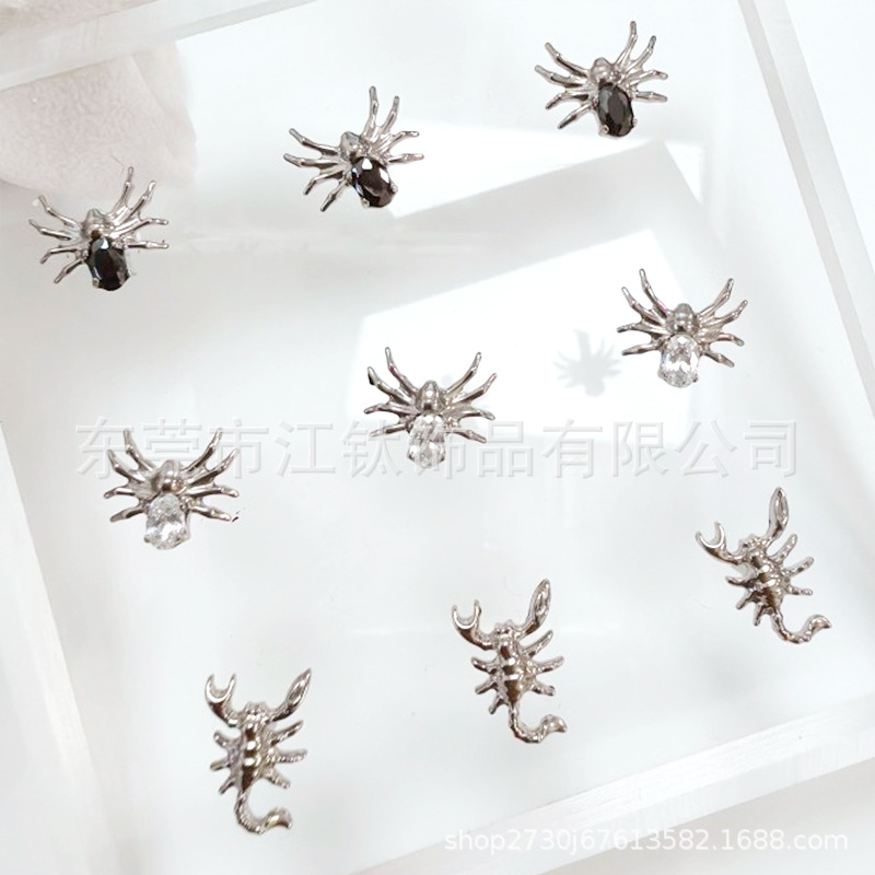 G23 Titanium Spider Ear Cartilage Stud - Gold with Black Zircon - ASTM F136 Piercing Jewelry - Image 2