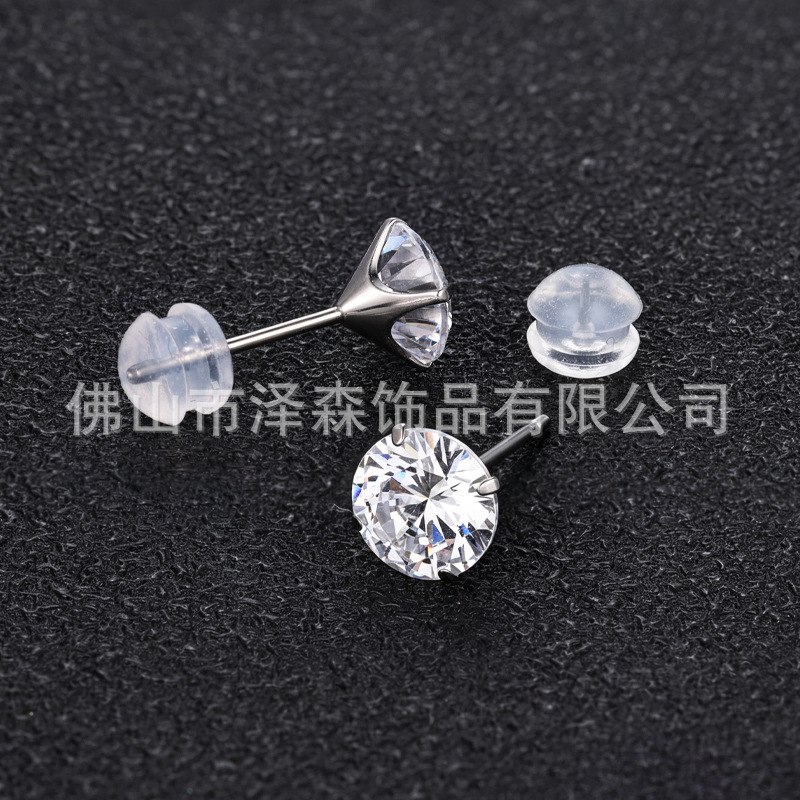 F136 Titanium Alloy Ear Studs Straight Pin 5A Zircon Ear Bone Studs G23 Titanium Body Piercing Jewelry Wholesale - Image 4
