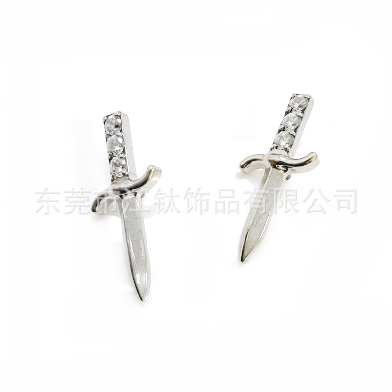 Sword Cross Lip Ring Labret Stud G23 Titanium Piercing Jewelry - Image 5