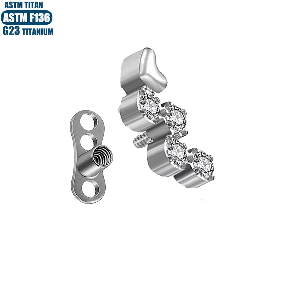 F136 Titanium Alloy Claw Inlay Zircon Nail Subcutaneous Implant Claw Nail Internal Thread Piercing Jewelry with Base - Image 4