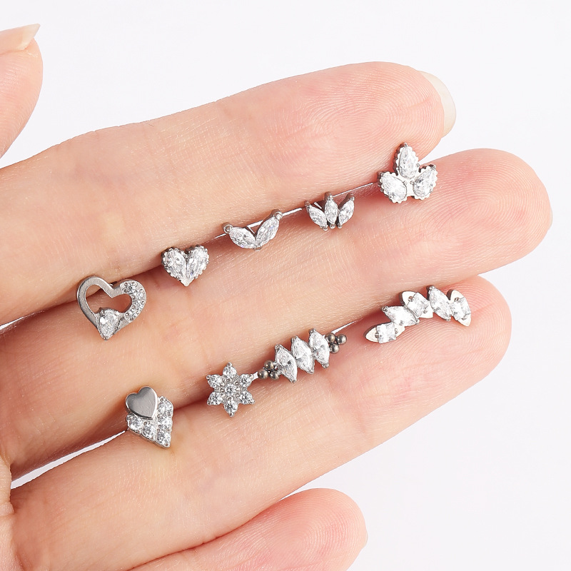 Zsen F136 Titanium Alloy Diamond Lip Stud Labret Piercing with CZ Crystal G23 Titanium Women's Earrings Wholesale - Image 4