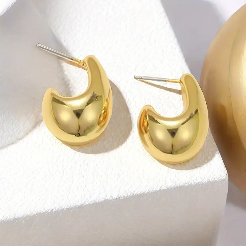 18K Gold Hollow Melon Seed Drop Earrings Stainless Steel Vacuum Plating Fashion Earrings for Women - Image 2