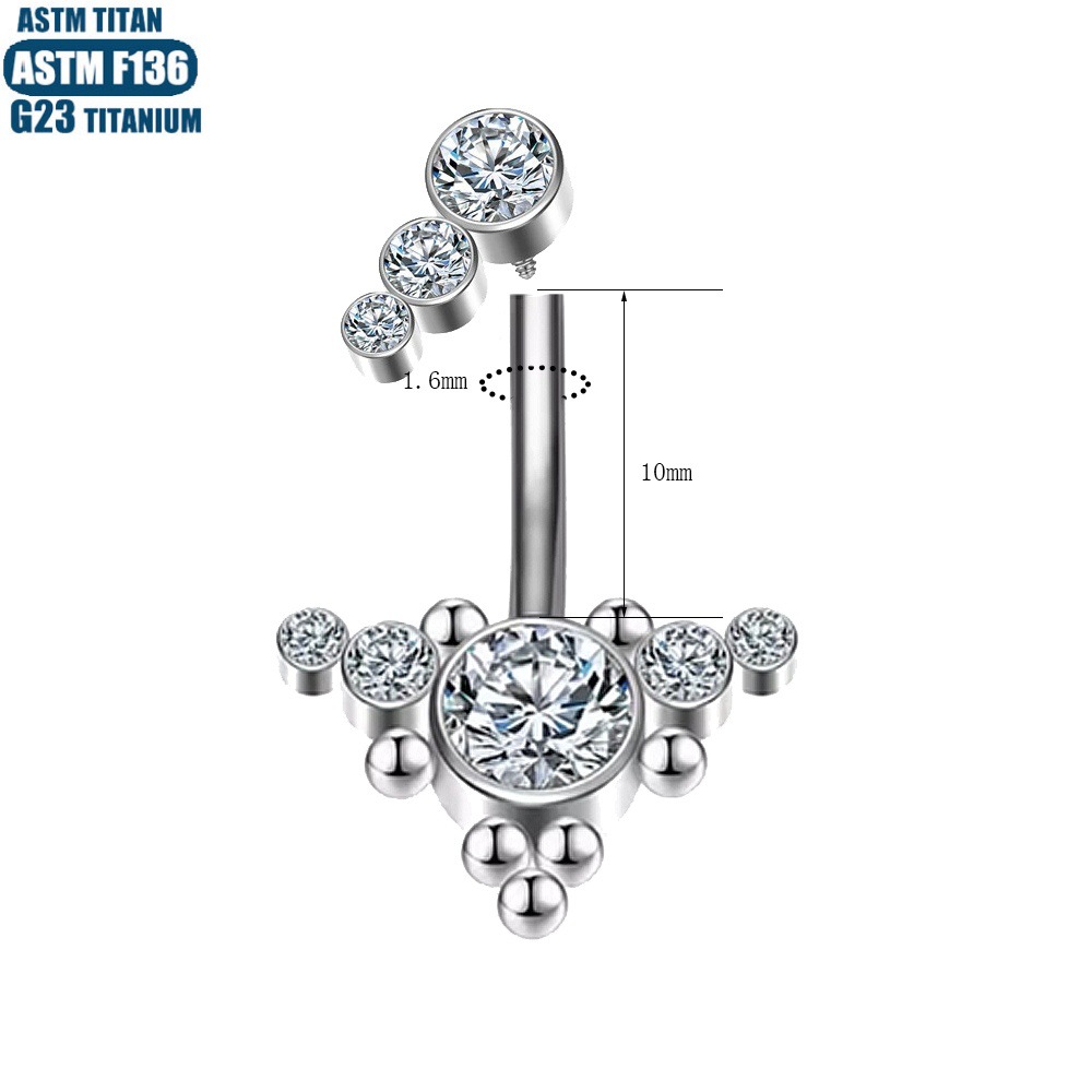 F136 Titanium Belly Button Ring Curved Barbell with Diamond Solder Ball for Men Women Wholesale - Image 4