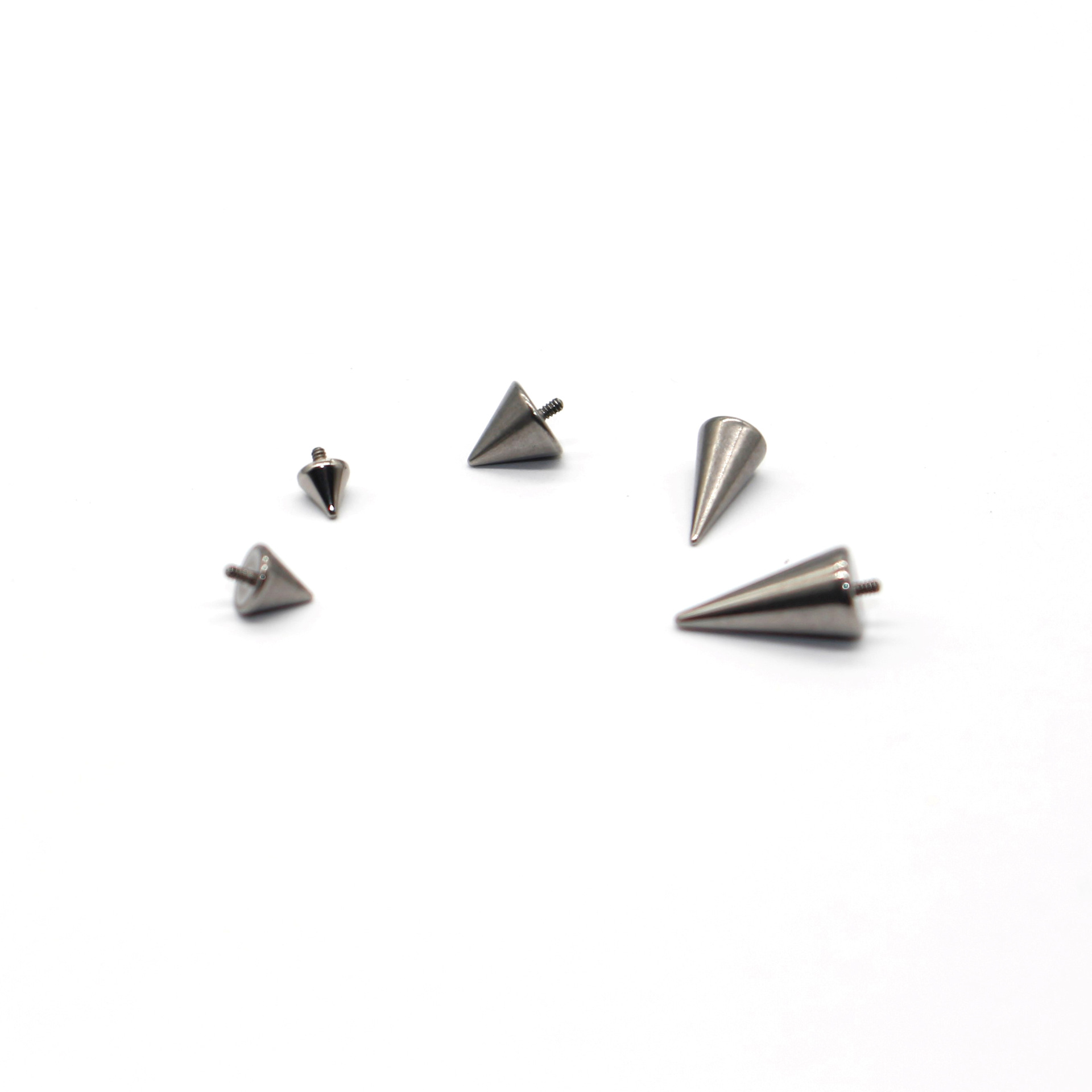 G23 Titanium Alloy Externally Threaded Pointed Cone Devil Nail Piercing Ear Cartilage Stud - Image 2