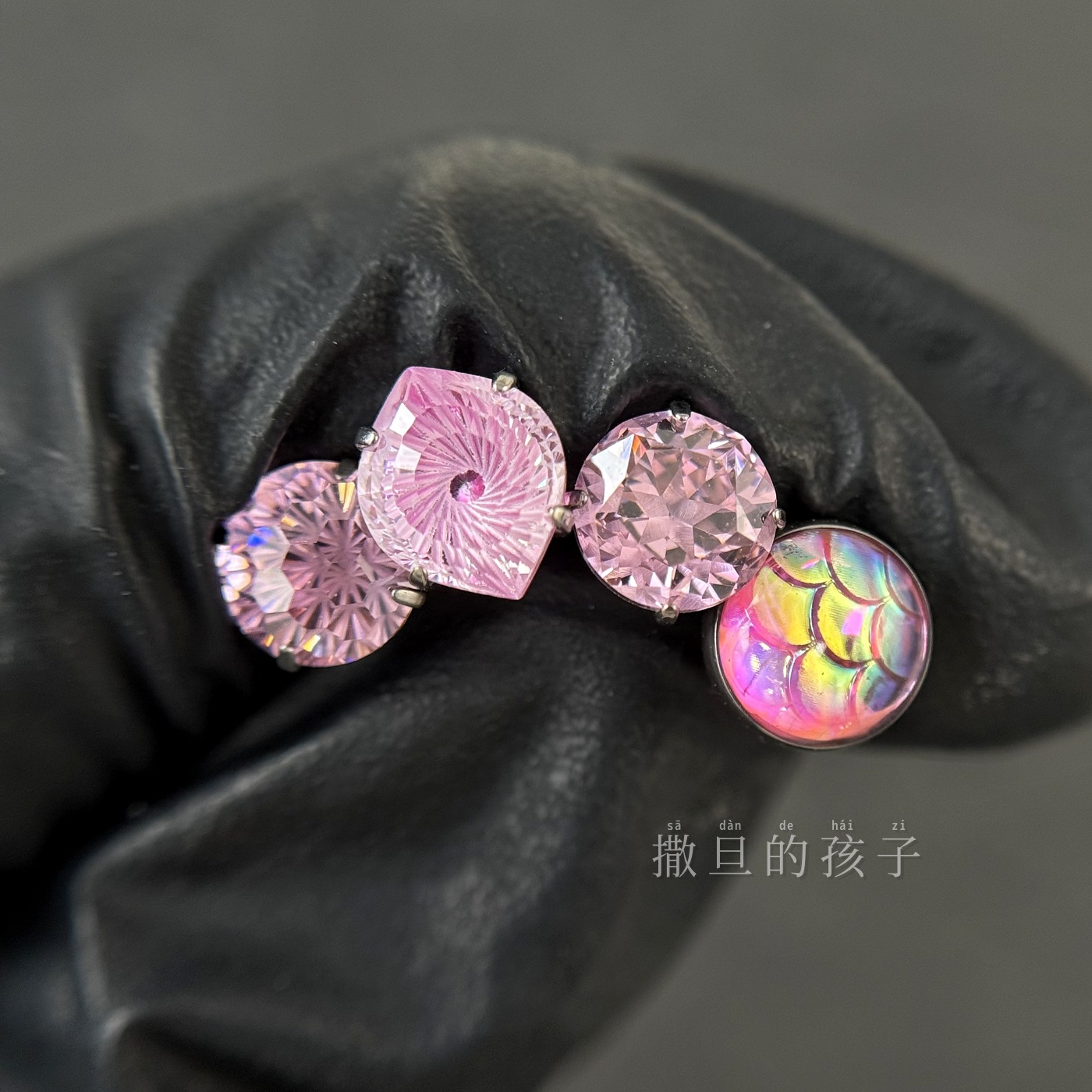 F136 Titanium Tongue Piercing White Peach Princess Sparkle Star Cut Internal Thread Tongue Barbell - Image 2