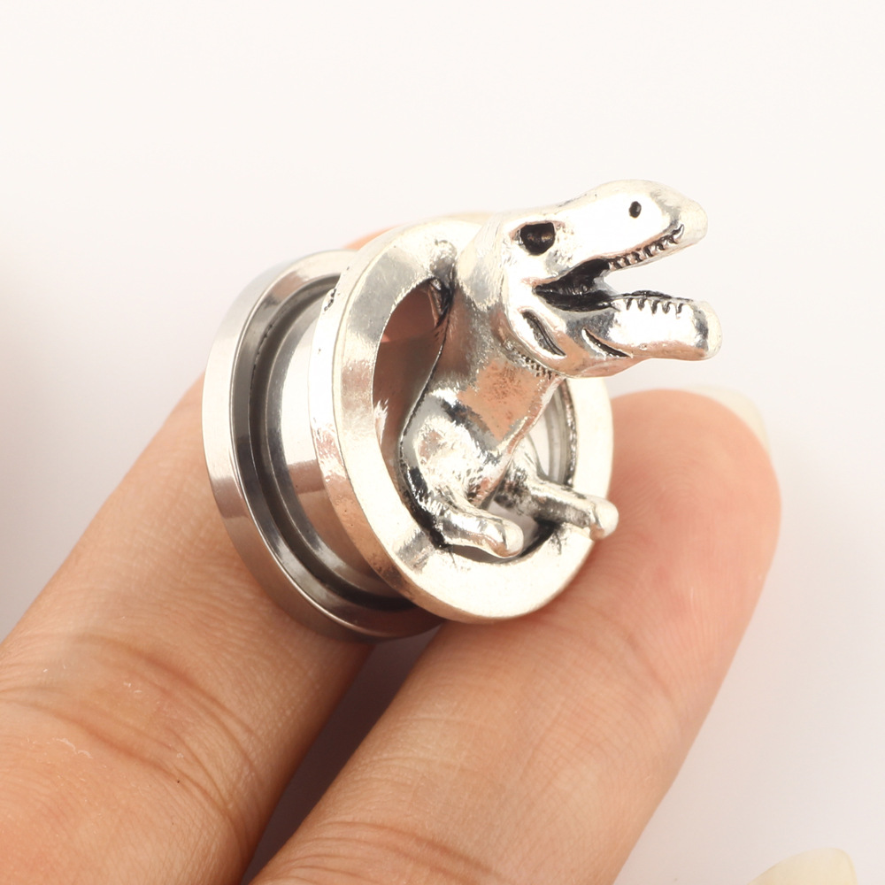 3D Dinosaur Tunnel Ear Gauges 6mm-16mm Stainless Steel Auricle Piercing Jewelry - Image 2