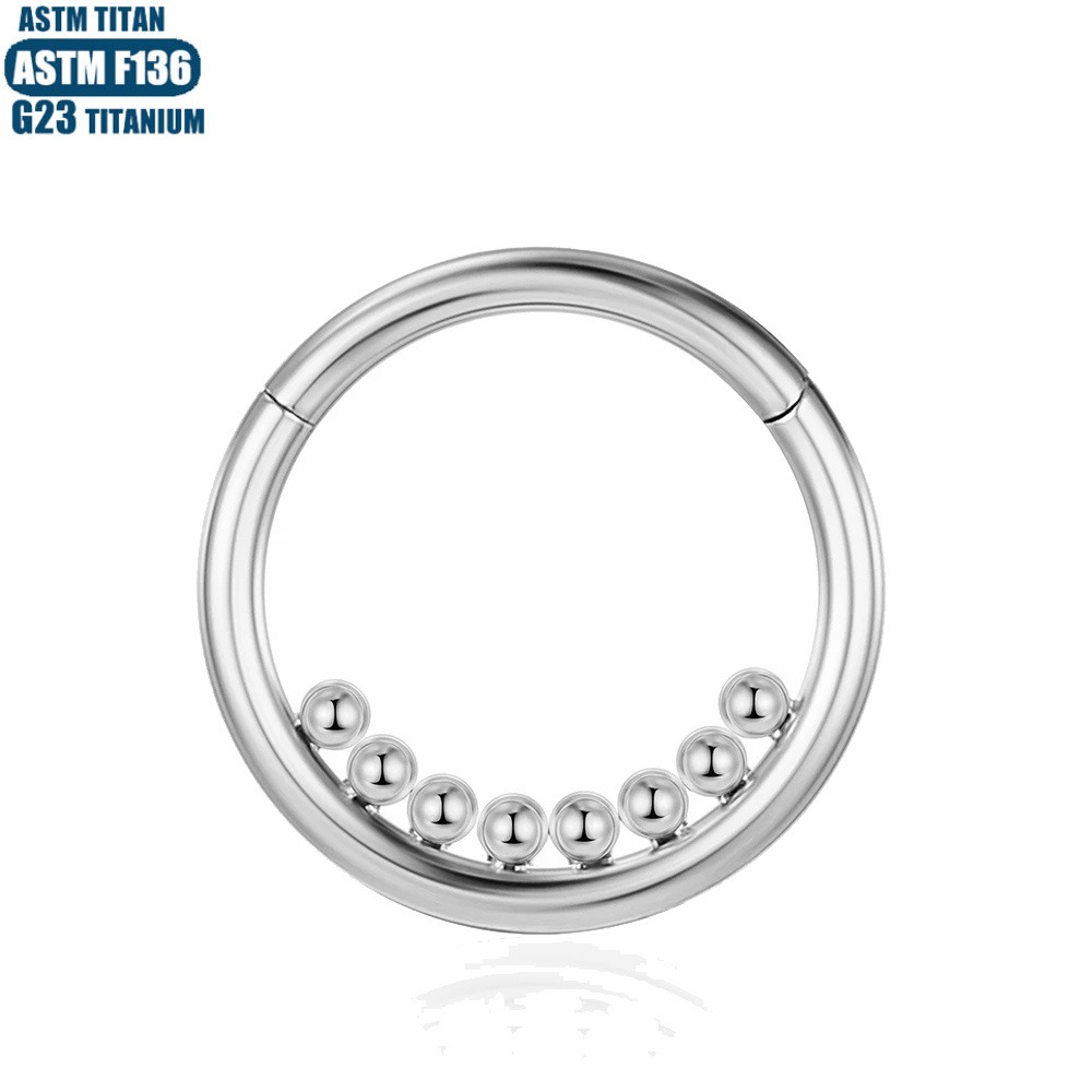 F136 Titanium Alloy Seamless Ring Nose Ring Inner Bead Cluster Implanted Grade Human Puncture Jewelry Nasal Septum Hinge Earrings - Image 2