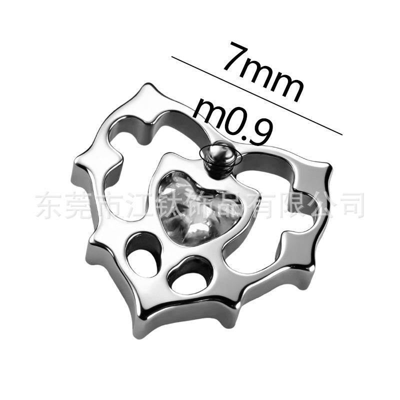G23 Titanium Alloy Heart-Shaped Zircon Ear Bone Stud - ASTM F136 Piercing Jewelry for Men and Women - Image 2