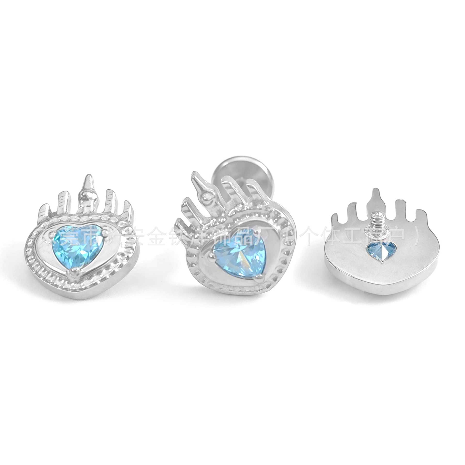 F136 Titanium Internal Thread Crown Heart Stud Earrings Lip Nails Nose Nails Ear Bone Nails G23 Titanium Alloy Body Piercing Jewelry - Image 2