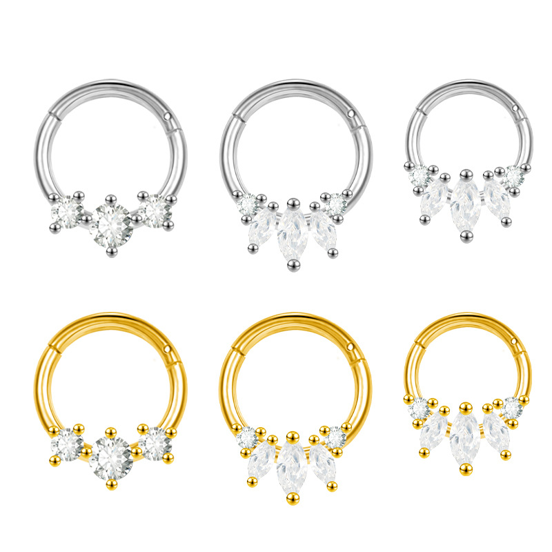 2023 New Hot Sale Zircon Nose Decoration Women's Stainless Steel Diamond Nose Ring Elegant Fashion Spinning Ring Universal Ring - Image 4