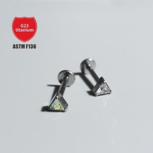 F136 Triangular Lip Nail Ear Bone Nail Zircon G23 Titanium Alloy Ear Nail Customized Piercing Jewelry