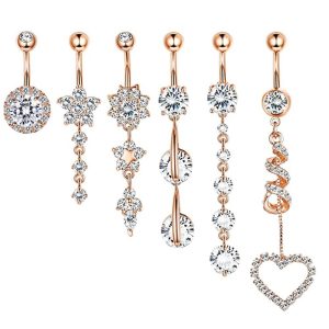 Sell Good Amazon Belly Button Ring Set Navel Ring Body Piercing Jewelry 6-Piece Set