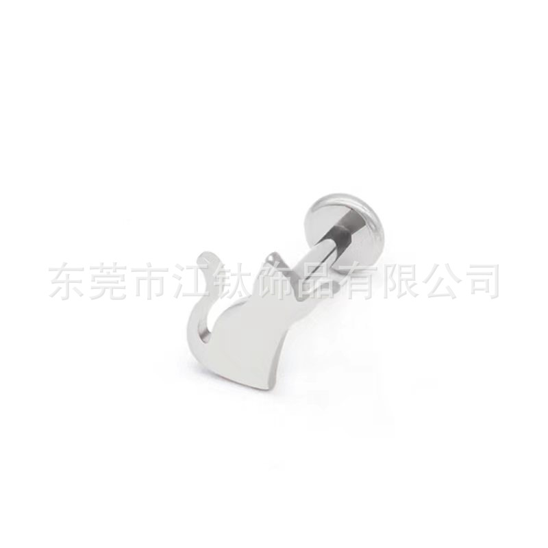 F136 Titanium Earring Fat Cat Kitten Lip Nail Cross-Border G23 Titanium Human Body Piercing Ear Nail - Image 5
