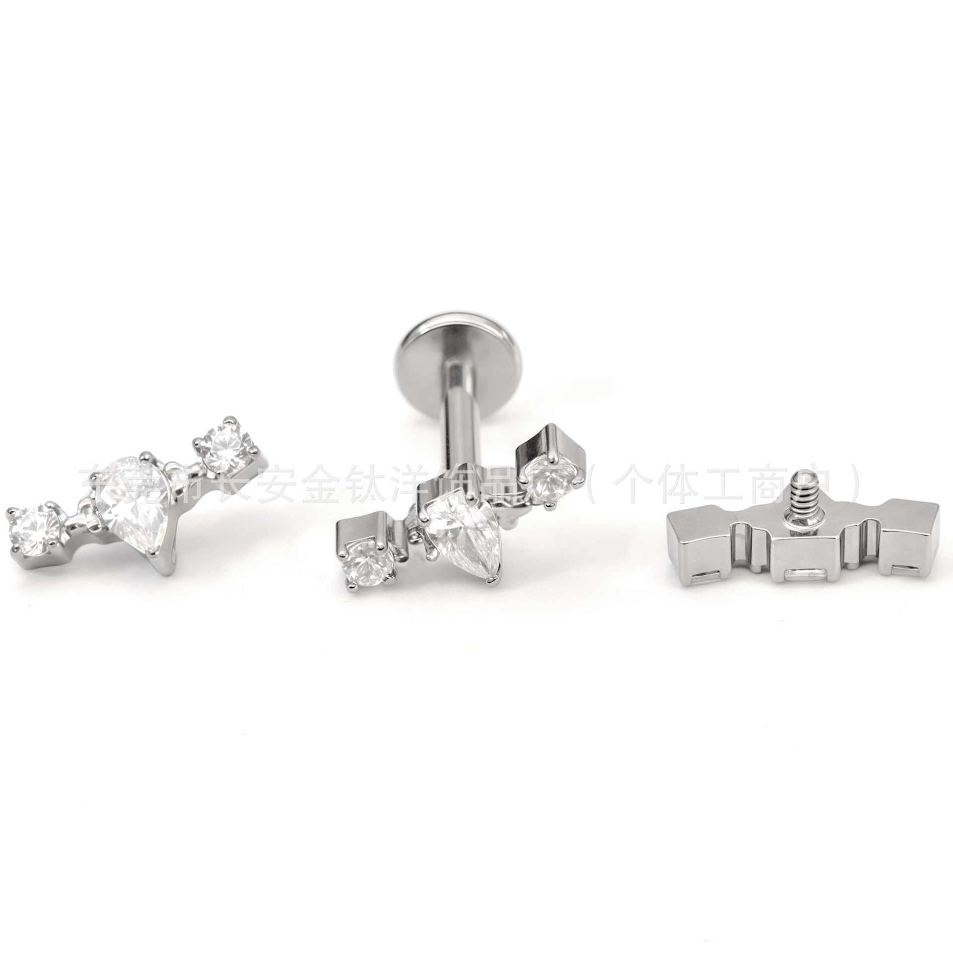 F136 Titanium Straight Drainage Drop 5A Zircon Earring Ear Bone Nail Cochlear Nail G23 Titanium Alloy Body Piercing Jewelry - Image 4