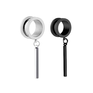 Screw Tips Straight Pendant Ear Expander Ear Amplifier Piercing Earrings 316L Stainless Steel Ear Plug Gauges for Men Women