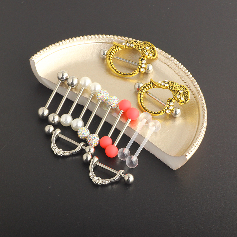 2021 New U-Shaped Crown Nipple Ring Set 14-Piece Stainless Steel Body Piercing Jewelry, Cactus Element Earrings, New Chinese Style - Image 5