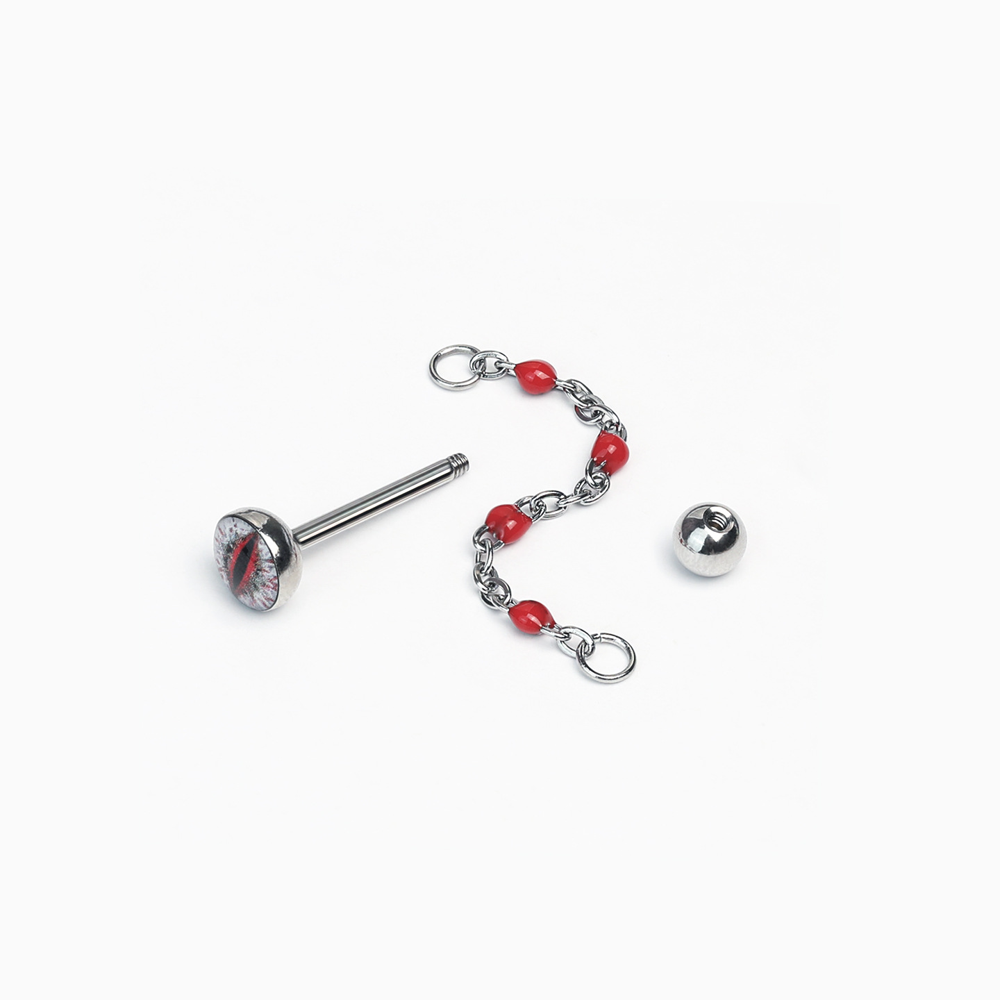 Gradient Color Chain Tongue Barbell 20mm Length 1.6mm Thick External Thread Titanium Steel Tongue Piercing Jewelry for Men Women Punk Style - Image 4