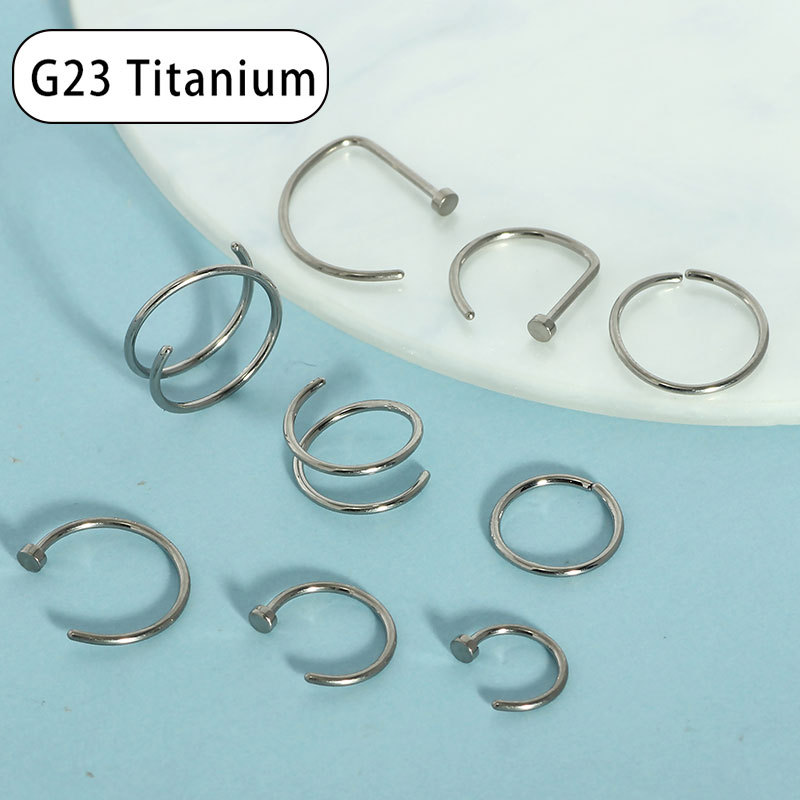 G23 Titanium Nose Ring Lip Ring 20G Thin Rod Basic C Curve Nose Stud - 1 Piece - Image 4