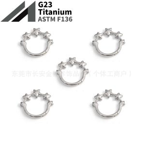 F136 Titanium Star Closed Ring Pinless Hoop Earrings Lip Nose Ring Seamless Ring Body Piercing Jewelry