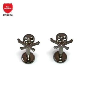 G23 Titanium Skull Head Ear Nail Lip Nail Internal Thread Earring Lip Piercing Jewelry Ghost Head Decoration
