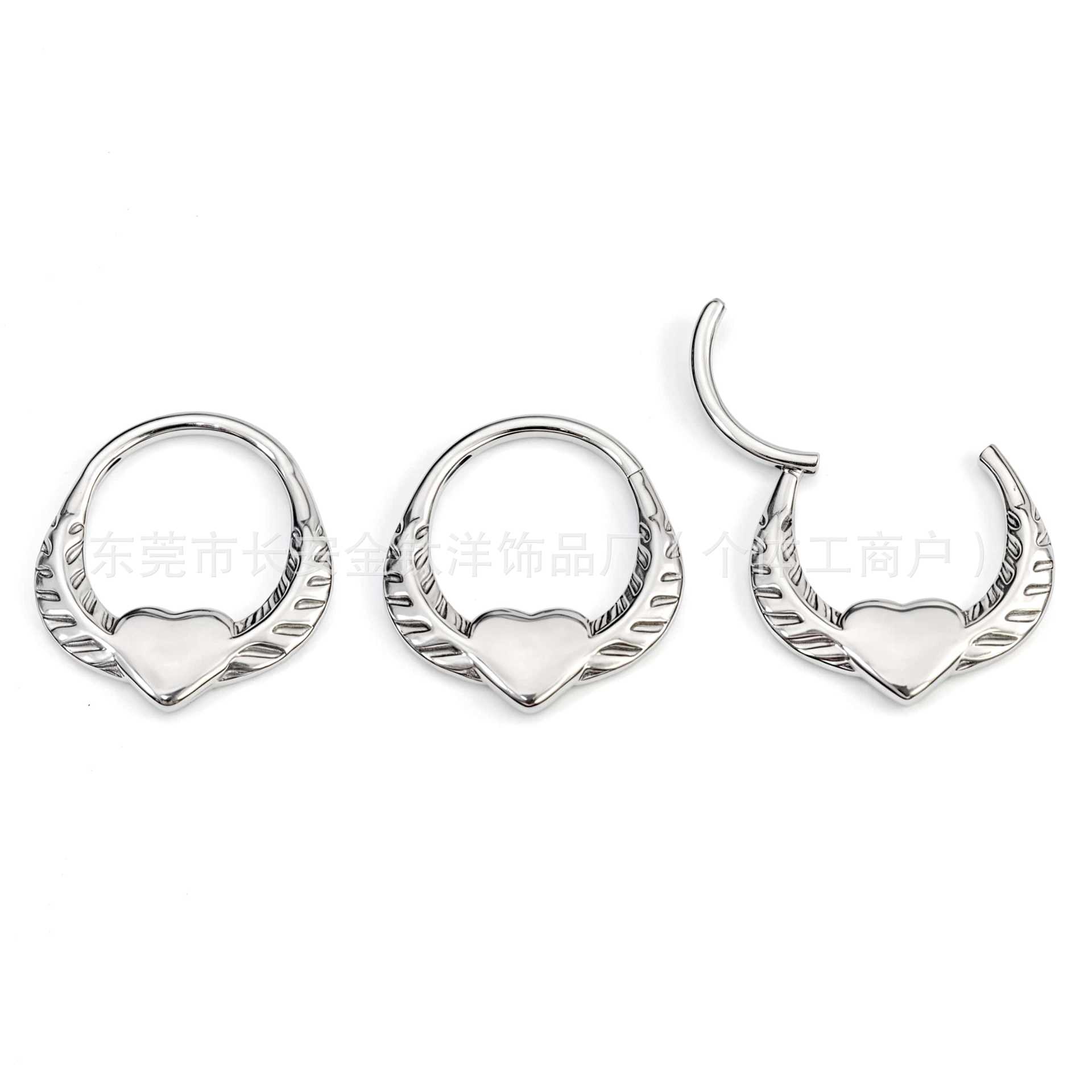 F136 Titanium Heart Wings Pinless Hoop Earrings Nose Ring Seamless Ring G23 Titanium Piercing Jewelry - Image 2