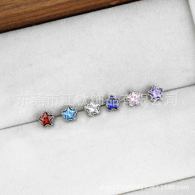 G23 Titanium Ear Bone Nail Star Tooth Edge Inlaid Zircon Cross-Border Body Piercing Jewelry Ear Nail - Image 3