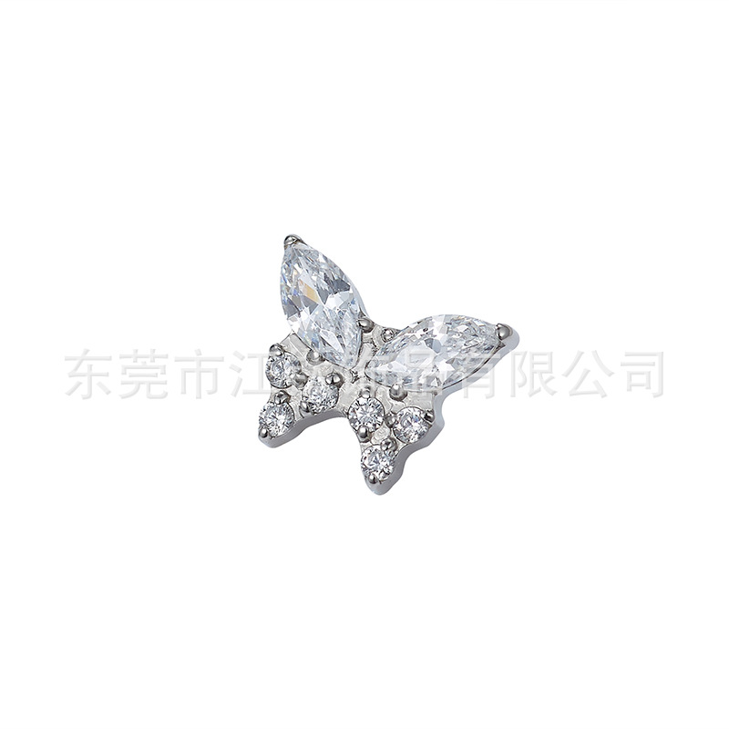 Titanium Alloy Butterfly Zircon Ear Cartilage Stud Flat Back Piercing Jewelry - Image 5