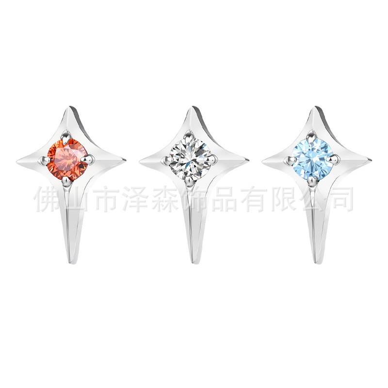 Zesen F136 Titanium Alloy Four-Pointed Star Earrings Star Lip Studs G23 Titanium Ear Bone Studs Piercing Jewelry - Image 4