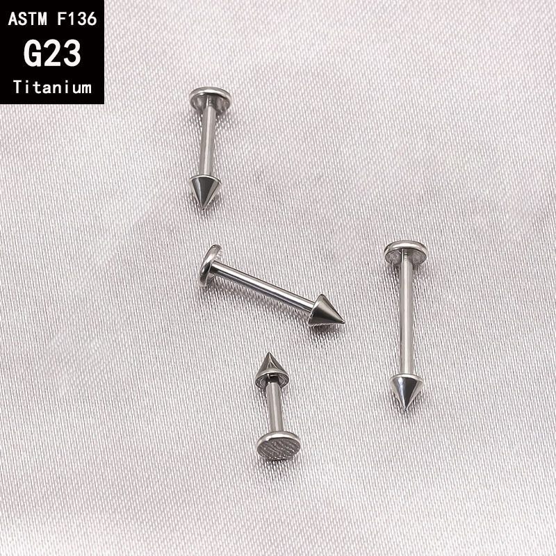 1.2mm G23 Titanium Internally Threaded Cone Flat Rod Devil Nail Ear Bone Lip Piercing Jewelry - Image 3