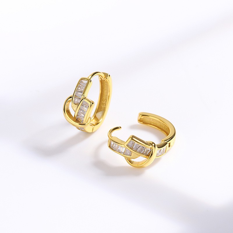 2023 New Fashion Simple High-end Diamond Knot Earrings Elegant All-match Ear Buckle Earrings for Women - Image 5