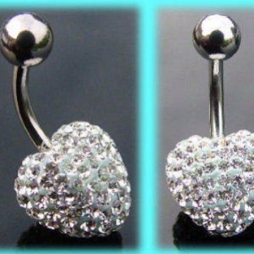 Full Diamond Shambhala Czech Heart Belly Button Ring 316L Surgical Steel Umbilical Jewelry Fashion Body Piercing Studs - Image 2