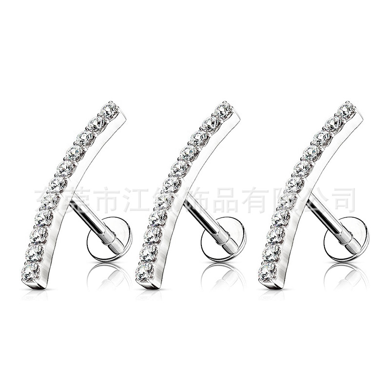 F136 Titanium Smiley Face Earrings with 5A CZ G23 Titanium Alloy Cartilage Stud Body Piercing Jewelry - Image 3