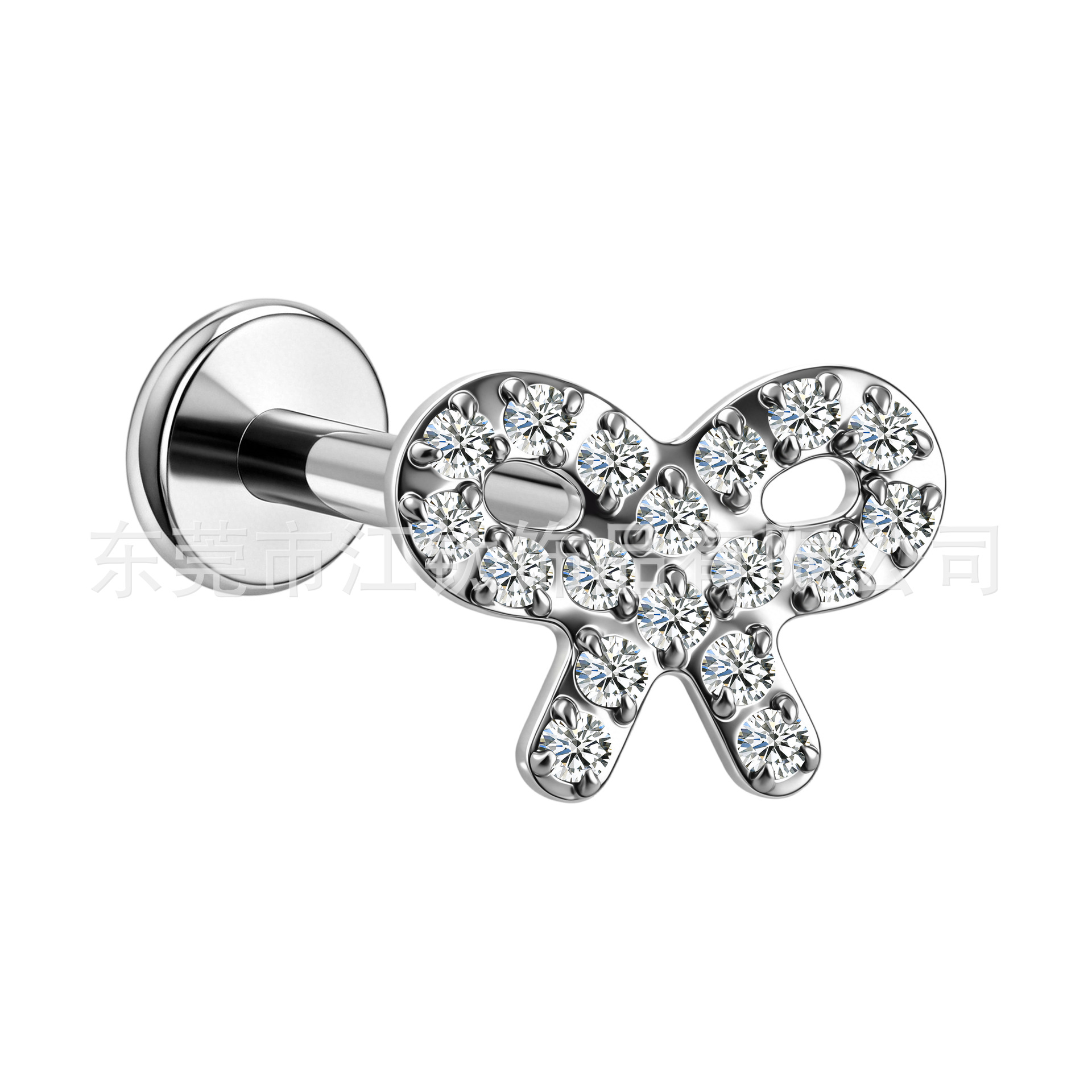 Titanium Bowknot CZ Ear Studs - G23 ASTM F136 Cartilage Piercing Jewelry Threaded Lip Studs - Image 5