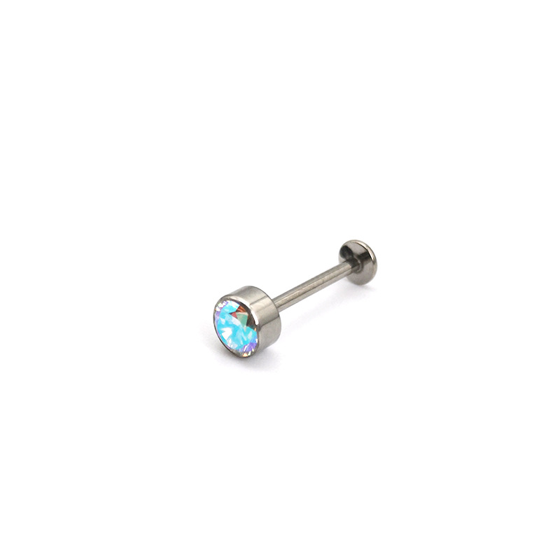 F136 Set Zircon Earrings G23 Titanium Alloy Threaded Cylindrical Drill Cup Human Puncture Jewelry Ear Nail - Image 5