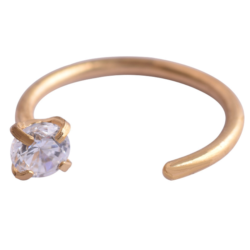 F136 Titanium Claw Zircon Nose Ring C-Shaped Nose Stud G23 Titanium Alloy Body Piercing Jewelry - Image 3