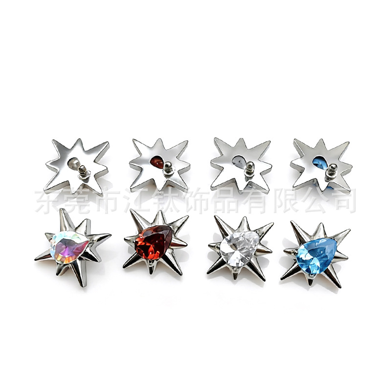 G23 Titanium Alloy Eight-Pointed Star Inlaid Zircon Body Piercing Earrings Cartilage Stud - Image 5