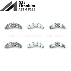 F136 Titanium Five-Row Zircon Lip Piercing Ear Bone Stud G23 Titanium Alloy Body Piercing Jewelry