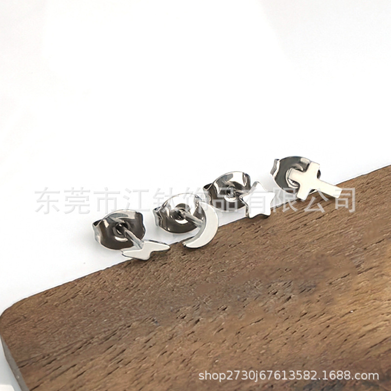 G23 Titanium Flat Back Ear Bone Nail Heart Star Butterfly Buckle Earring - Image 2