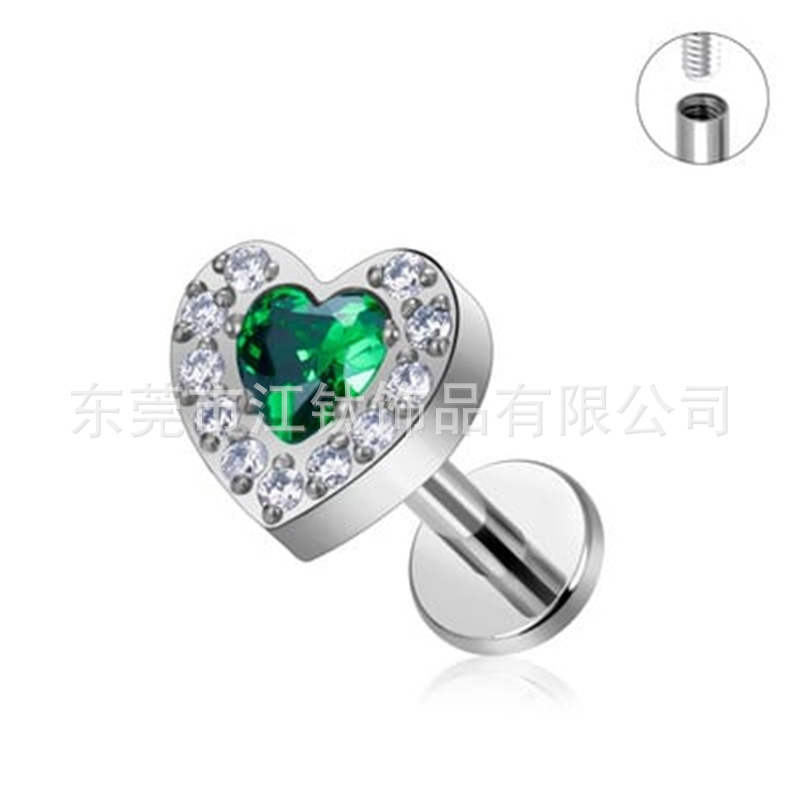 G23 Titanium Heart-Shaped Ear Stud with Multicolor Zircon - ASTM F136 Titanium Alloy Body Piercing Jewelry - Image 5