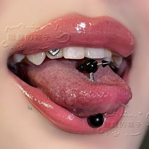 Satan's Children Futuristic Tongue Barbell 316L Surgical Steel Cyber Tongue Ring for Unisex