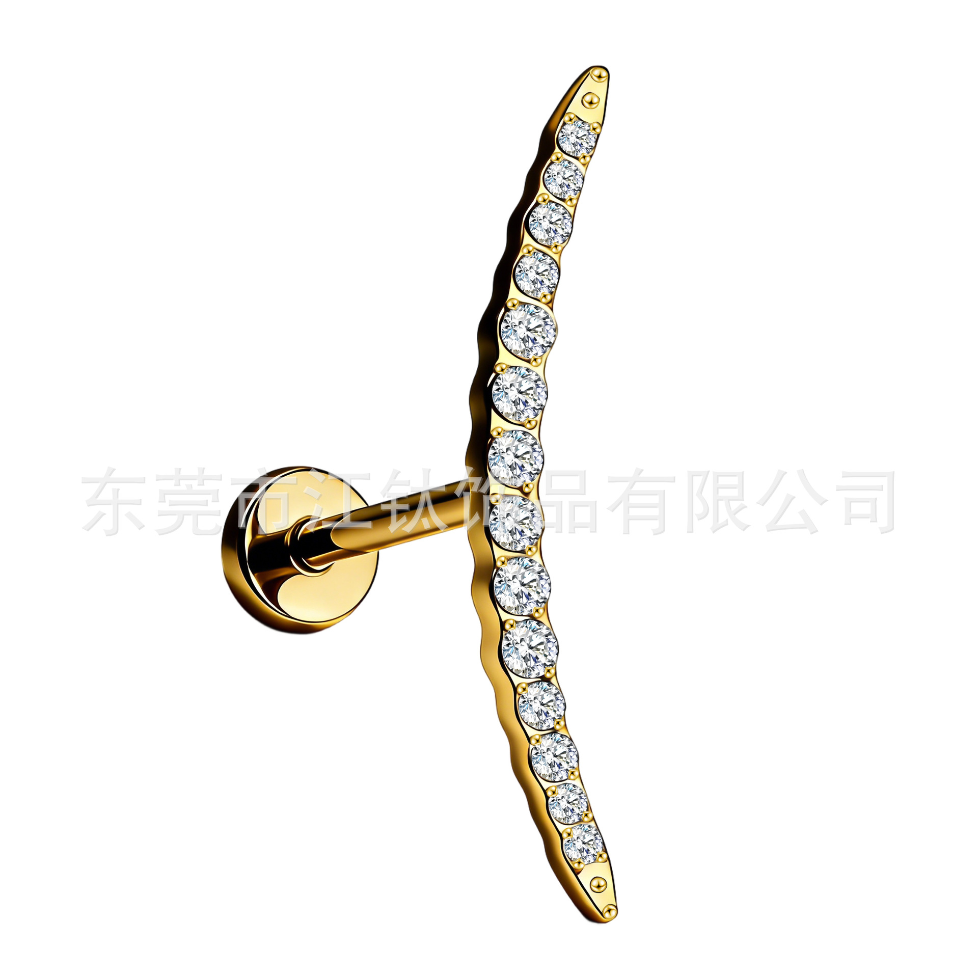 G23 Titanium Alloy Crescent Moon Leaf-Shaped Zircon Ear Stud Cartilage Piercing Jewelry - Image 5
